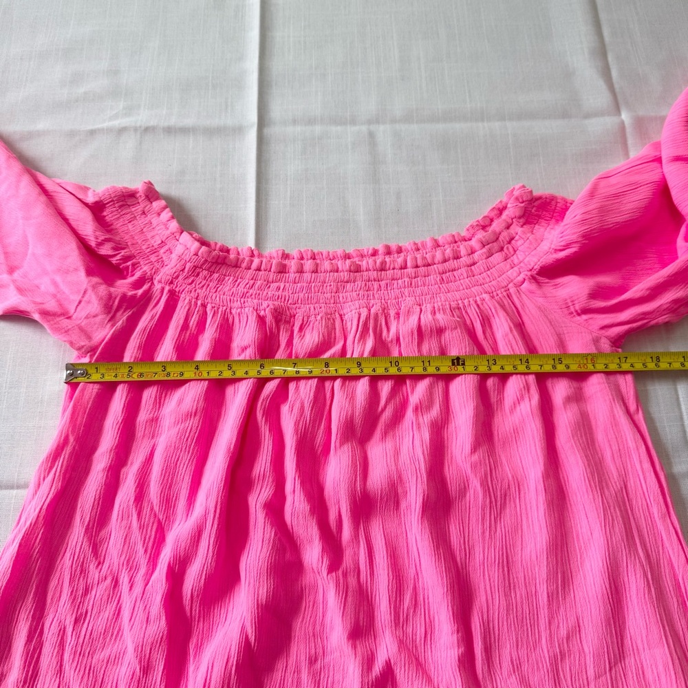 Lilly Pulitzer Pink off The Shoulder Top Blouse Summer Casual Textured Size M - Picture 7 of 9